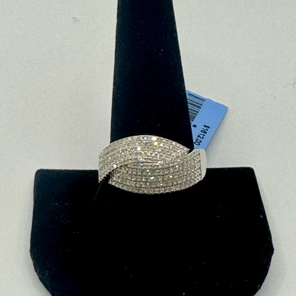 Natural Diamond  and sterling crossover ring